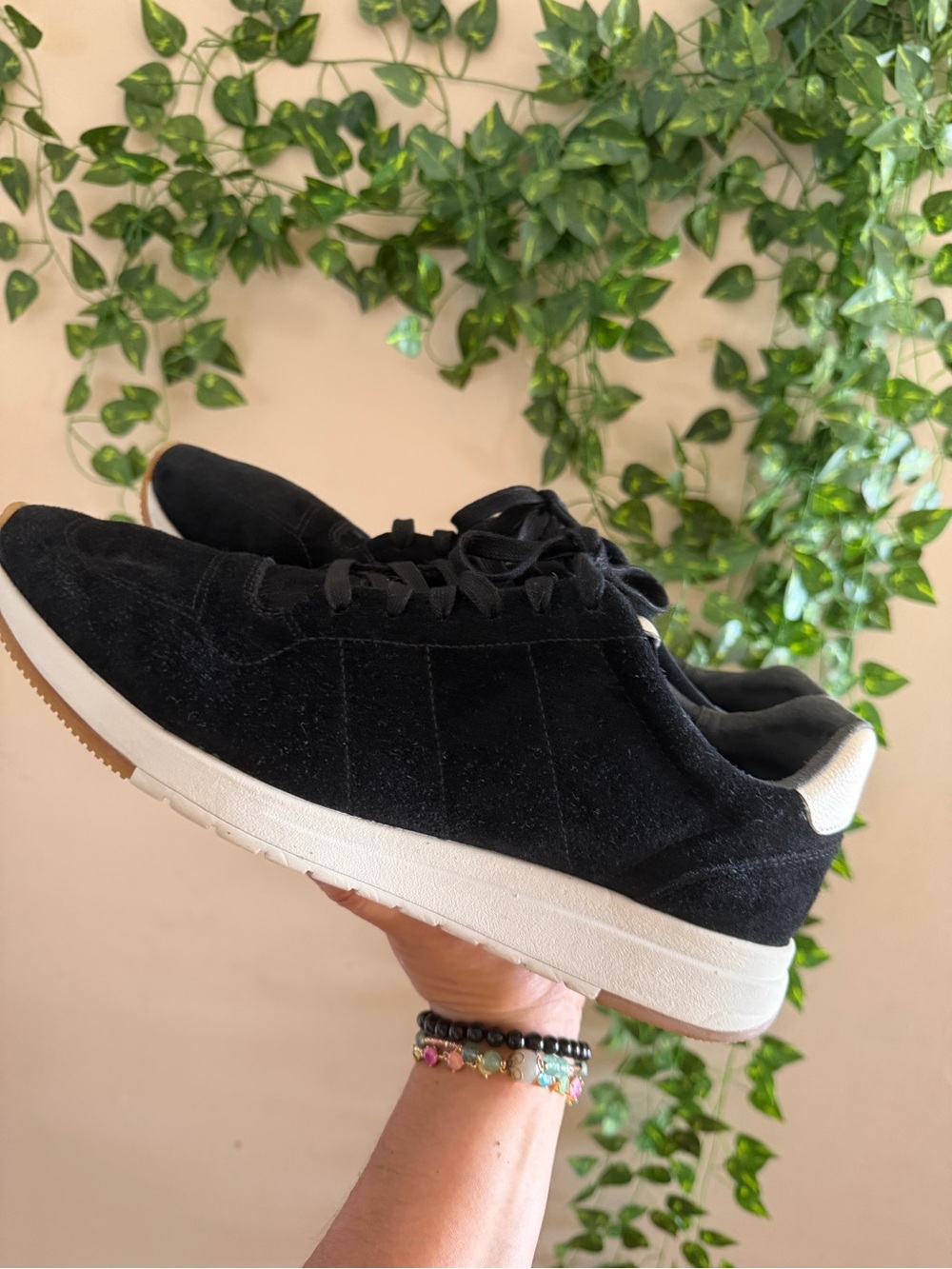 Vince Black Suede Sneakers with White Sole